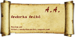 Andorka Anikó névjegykártya