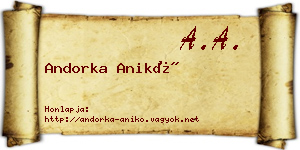 Andorka Anikó névjegykártya